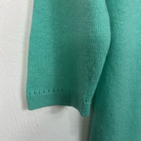 Claudia Nichole Cashmere Aqua V-Neck 7/8 Sleeve Sweater Size L - Picture 4 of 9